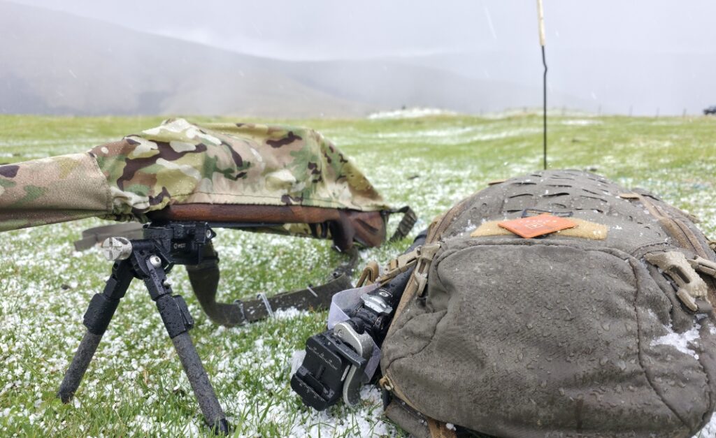 Hunting Equipment, rifle and backpack